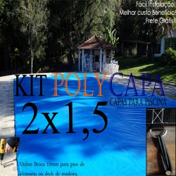 Super Capa para Piscina 2x1,5 + 8 LonaFlex 20cm + 8 LonaFix